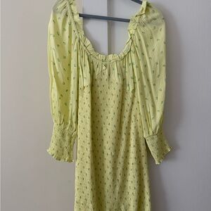 Yellow Floral Long Sleeve Dress